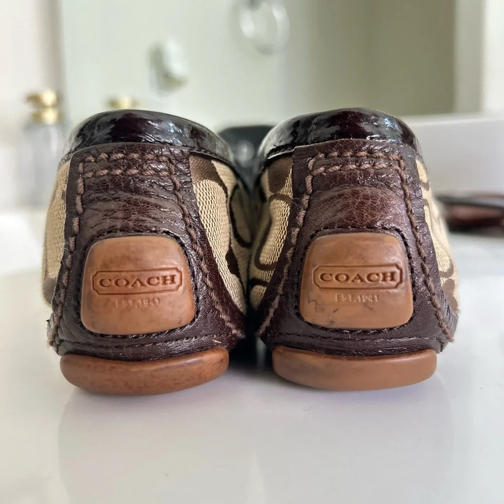 Classic Coach Signature Jacquard Loafers with Leather Trim – Size 8 - Picture 5 of 14